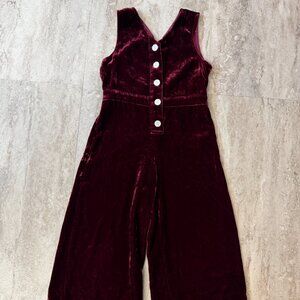 Faherty Alina Jumpsuit Red‎ Velvet Girls Size 4T Silk Blend Holiday Party Formal